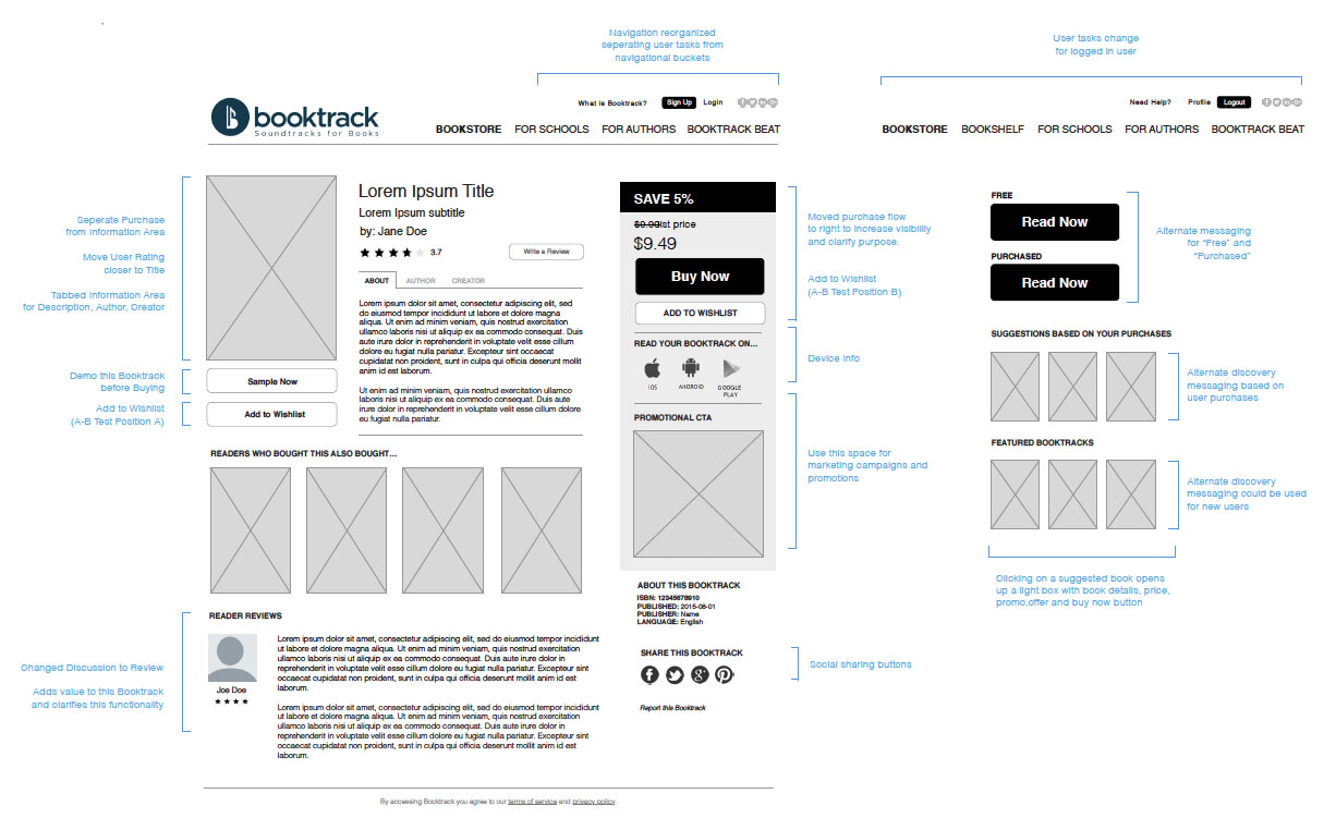 Booktrack Wireframes